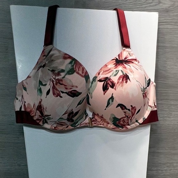 Cacique Pink Floral Boost Plunge Bra Front Closure 42C - Picture 10 of 10